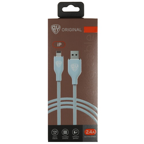 Купить Кабель круглый BY Lightning 8-pin - USB 2.0 Type-A голубой 1 м  5482085. Характеристики, отзывы и цены в Донецке