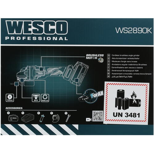 Купить Углошлифовальная машина (УШМ) Wesco WS2890K 1ForAll 18V  5411562. Характеристики, отзывы и цены в Донецке