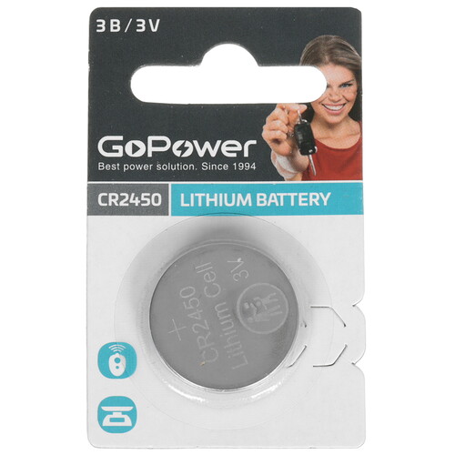 Купить Батарейка GoPower Lithium CR2450  9189979. Характеристики, отзывы и цены в Донецке