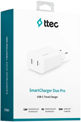 Купить Сетевое зарядное устройство TTEC SmartCharger Duo GAN PD 50W белый  9140734. Характеристики, отзывы и цены в Донецке