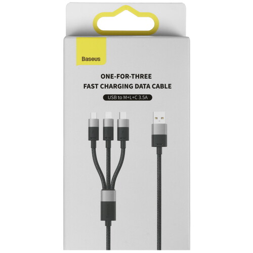 Купить Кабель круглый Baseus Lightning 8-pin, micro USB, USB Type-C - USB 2.0 Type-A черный 1.2 м  9167066. Характеристики, отзывы и цены в Донецке