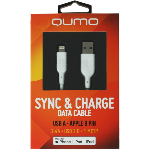 Купить Кабель круглый QUMO Lightning 8-pin MFI - USB 2.0 Type-A белый 1 м  4850182. Характеристики, отзывы и цены в Донецке