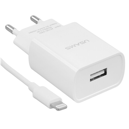 Купить Сетевое зарядное устройство USAMS T21 белый  5480359. Характеристики, отзывы и цены в Донецке