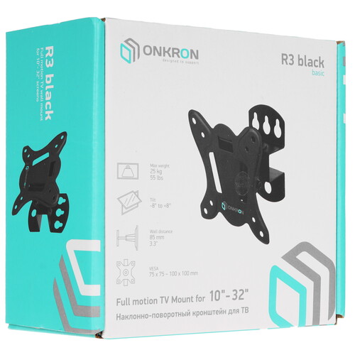 Купить Кронштейн для ТВ ONKRON R3 черный  4830310. Характеристики, отзывы и цены в Донецке
