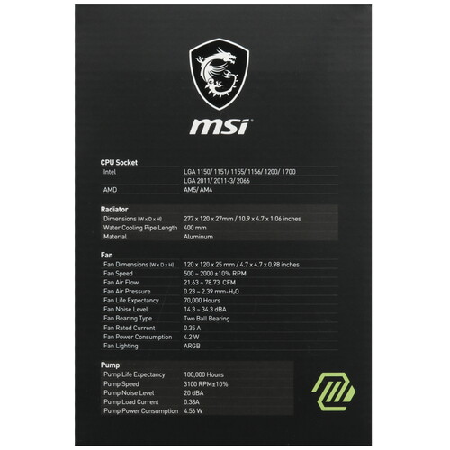 Купить Система охлаждения MSI MAG CORELIQUID M240 черная  5458260. Характеристики, отзывы и цены в Донецке