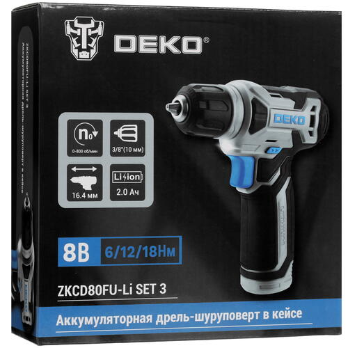 Купить Дрель-шуруповерт DEKO ZKCD80FU-Li SET 3  5361647. Характеристики, отзывы и цены в Донецке