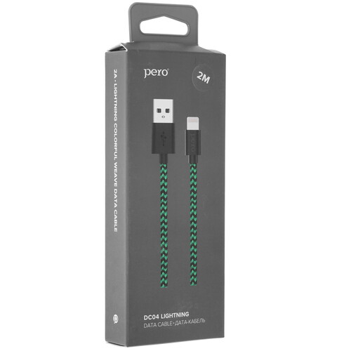 Купить Кабель круглый PERO Lightning 8-pin - USB 2.0 Type-A зеленый 2 м  5048601. Характеристики, отзывы и цены в Донецке
