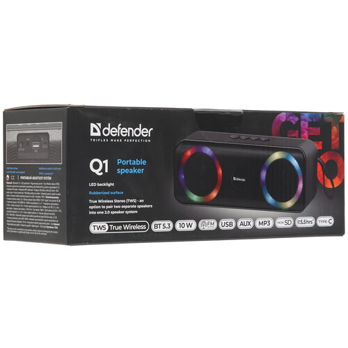 Купить Портативная колонка Defender Q1, черный  9139546. Характеристики, отзывы и цены в Донецке