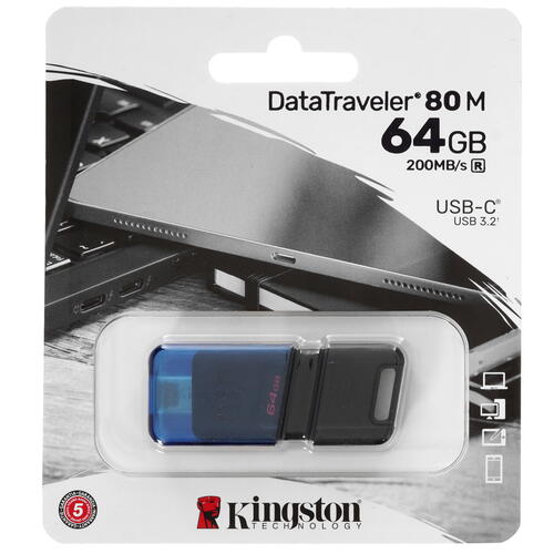 Купить Память OTG USB Flash 64 ГБ Kingston DataTraveler 80M [DT80M/64GB]  5409032. Характеристики, отзывы и цены в Донецке