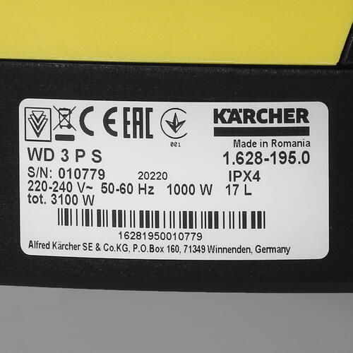 Купить Хозяйственный пылесос  Karcher WD 3 PS V-17/4/20 Workshop  5355842. Характеристики, отзывы и цены в Донецке
