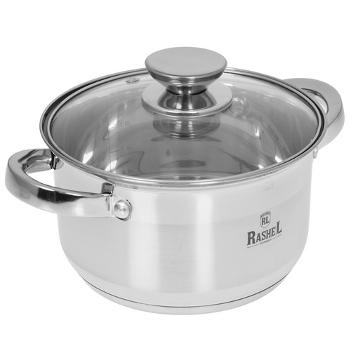 Купить Кастрюля Rashel Берта R-2600х 2.6 л 18 см серебристый  9321037. Характеристики, отзывы и цены в Донецке