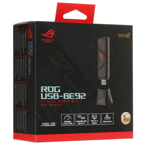 Купить Wi-Fi адаптер ASUS ROG USB-BE92  5647877. Характеристики, отзывы и цены в Донецке
