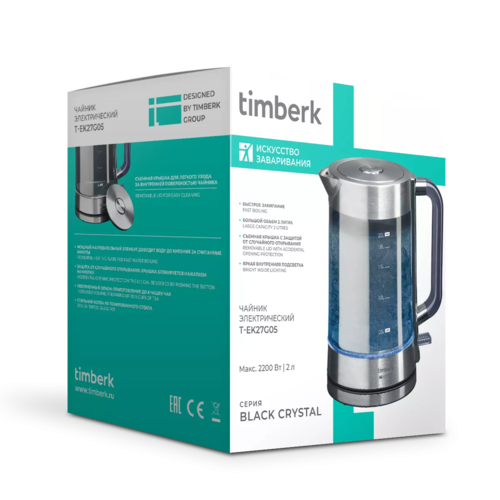 Купить Электрочайник Timberk T-EK27G05 серебристый  9240129. Характеристики, отзывы и цены в Донецке