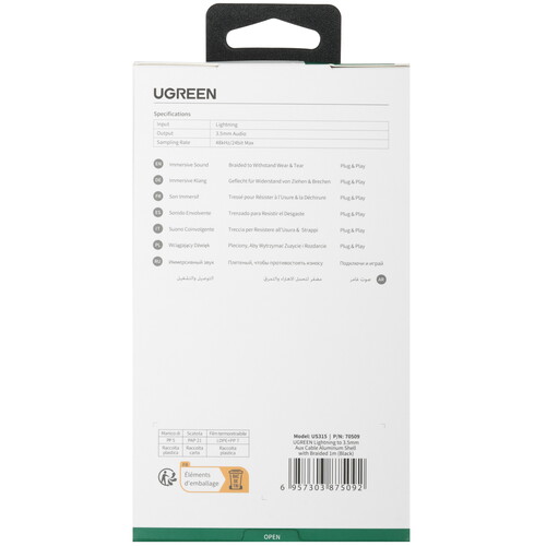 Купить Кабель   Ugreen Lightning - jack 3.5 мм черный  9983461. Характеристики, отзывы и цены в Донецке