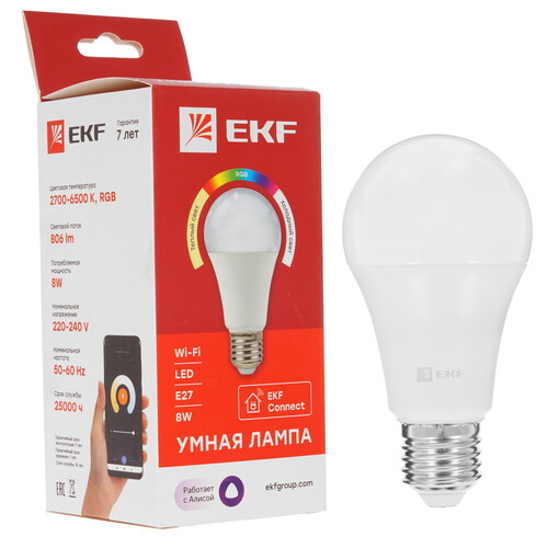 Купить Умная светодиодная лампа EKF Connect  4857160. Характеристики, отзывы и цены в Донецке