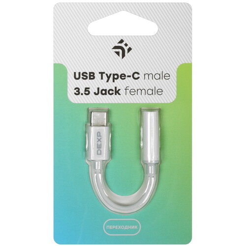 Купить Кабель   DEXP USB Type-C - jack 3.5 мм белый  5433085. Характеристики, отзывы и цены в Донецке