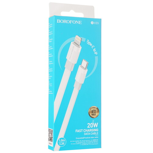 Купить Кабель плоский Borofone Lightning 8-pin - USB Type-C белый 1 м  9244429. Характеристики, отзывы и цены в Донецке