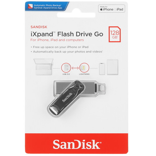 Купить Память OTG USB Flash 128 ГБ SanDisk iXpand Go  4860440. Характеристики, отзывы и цены в Донецке