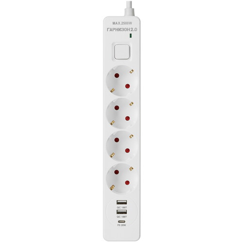 Купить Сетевой фильтр Гарнизон EPS-OP-4-CU2-W-2 белый  9098913. Характеристики, отзывы и цены в Донецке