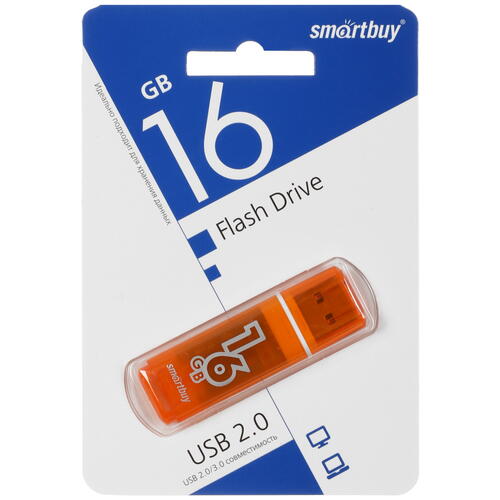 Купить Память USB Flash 16 ГБ Smartbuy Glossy [SB16GBGS-Or]  5446914. Характеристики, отзывы и цены в Донецке
