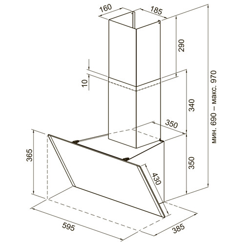 Купить Вытяжка наклонная KRONA GABRIELE E 600 2 S черный/серебристый  9238743. Характеристики, отзывы и цены в Донецке