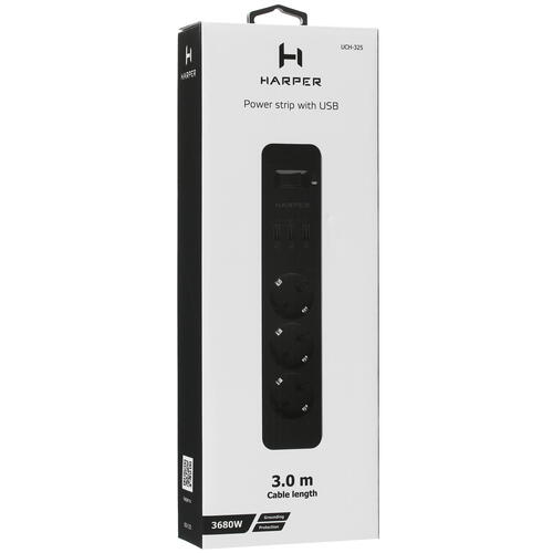 Купить Сетевой фильтр Harper UCH-325 черный  5095715. Характеристики, отзывы и цены в Донецке
