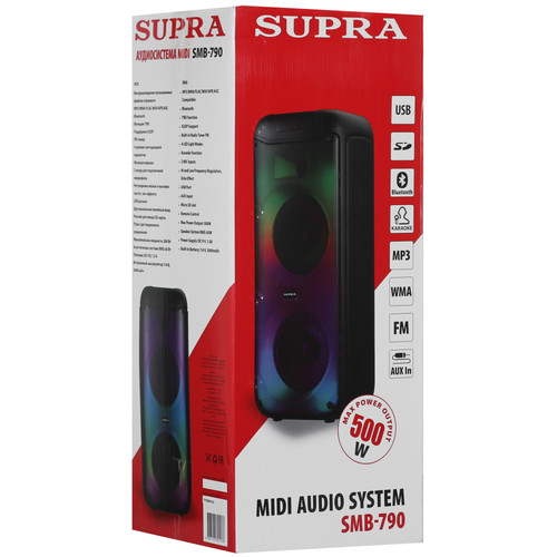 Купить Портативная аудиосистема SUPRA SMB-790, черный  9943489. Характеристики, отзывы и цены в Донецке