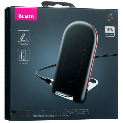 Купить Беспроводное зарядное устройство Olmio Fold черный  4854582. Характеристики, отзывы и цены в Донецке
