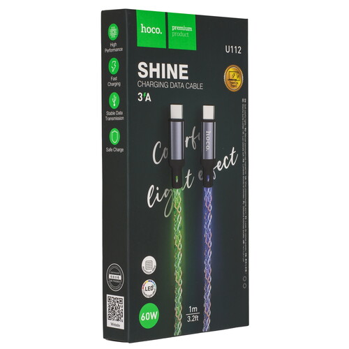 Купить Кабель плоский Hoco USB Type-C - USB Type-C серый 1 м  9244493. Характеристики, отзывы и цены в Донецке