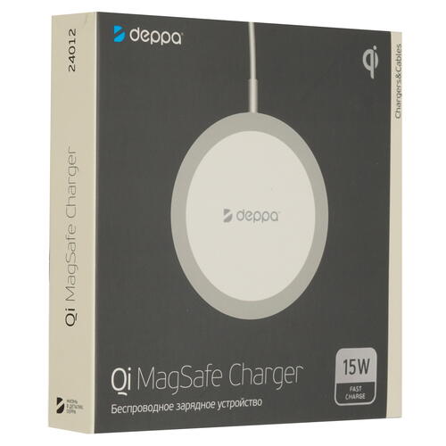 Купить Беспроводное зарядное устройство DEPPA Qi MagSafe Charger белый  4768468. Характеристики, отзывы и цены в Донецке