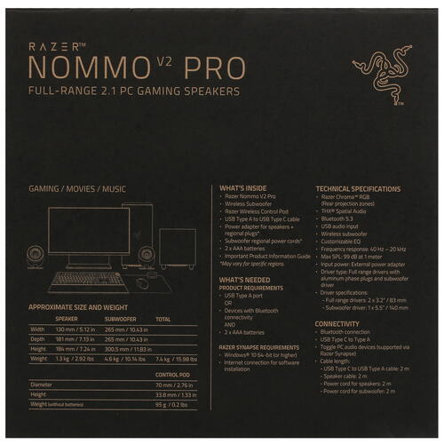Купить Колонки Razer Nommo V2 Pro черный  5416095. Характеристики, отзывы и цены в Донецке