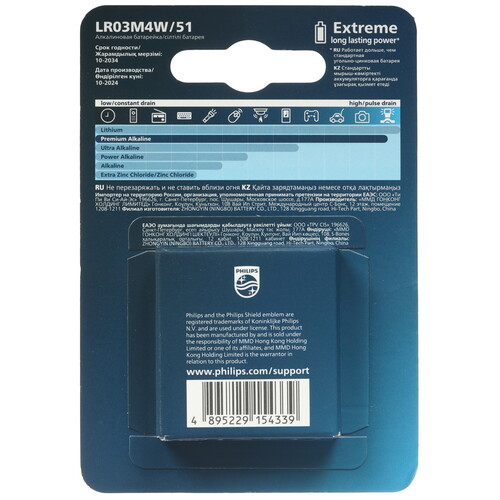 Купить Батарейка Philips LR03M4W/51 AAA (LR03/FR03)  9238015. Характеристики, отзывы и цены в Донецке