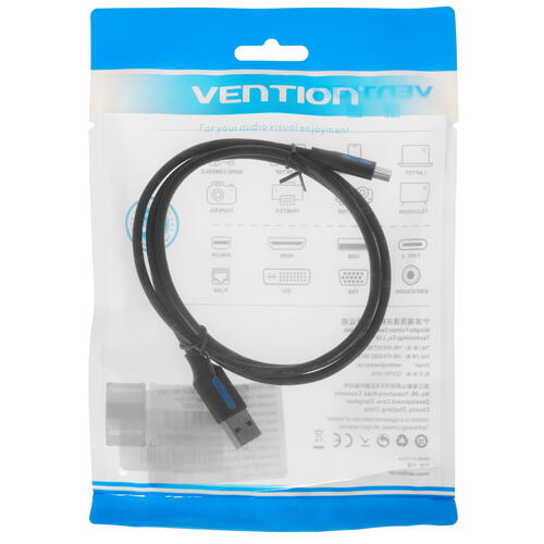 Купить Кабель круглый Vention mini USB - USB 2.0 Type-A черный 1 м  5072071. Характеристики, отзывы и цены в Донецке