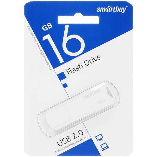 Купить Память USB Flash 16 ГБ Smartbuy Clue [SB16GBCLU-W]  9055374. Характеристики, отзывы и цены в Донецке