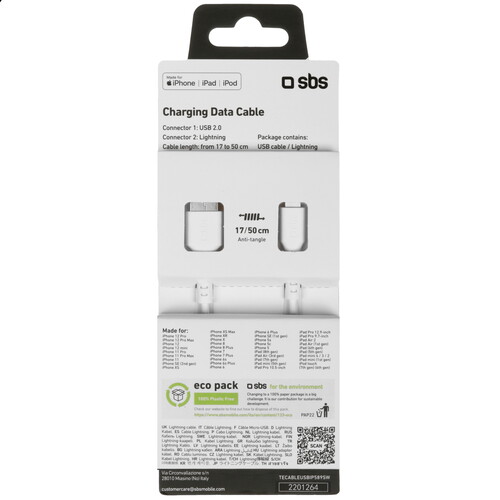 Купить Кабель витой SBS Lightning 8-pin MFI - USB 2.0 Type-A белый 0.5 м  5471850. Характеристики, отзывы и цены в Донецке