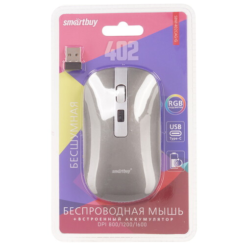 Купить Мышь беспроводная Smartbuy 402CAG [SBM-402CAG-G] серый  9190269. Характеристики, отзывы и цены в Донецке