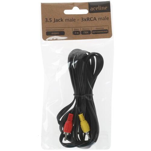 Купить Кабель   Aceline 3.5 mm jack - RCA x3 черный  1380018. Характеристики, отзывы и цены в Донецке