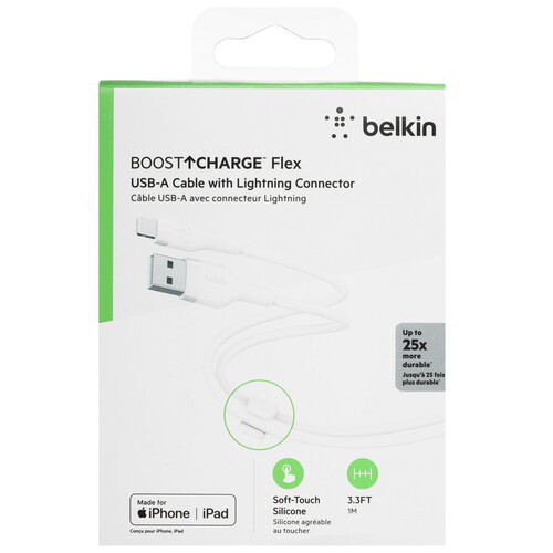 Купить Кабель круглый Belkin Lightning 8-pin - USB 2.0 Type-A белый 1 м  5605596. Характеристики, отзывы и цены в Донецке