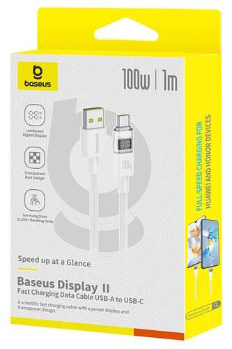 Купить Кабель круглый Baseus USB Type-C - USB 2.0 Type-A белый 1 м  5627657. Характеристики, отзывы и цены в Донецке