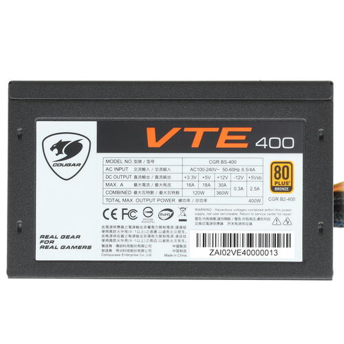 Купить Блок питания Cougar VTE400 [CGR BS-400] черный  1280123. Характеристики, отзывы и цены в Донецке