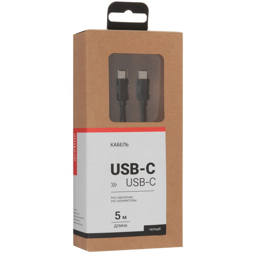 Купить Кабель круглый Aceline USB Type-C - USB Type-C черный 5 м  5433133. Характеристики, отзывы и цены в Донецке