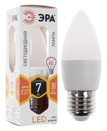 Купить Лампа светодиодная ЭРА LED smd B35-7w-827-E27  7932465. Характеристики, отзывы и цены в Донецке