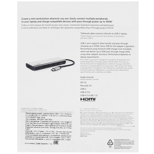 Купить Док-станция Belkin USB-C Multiport Hub Adapter  5605629. Характеристики, отзывы и цены в Донецке