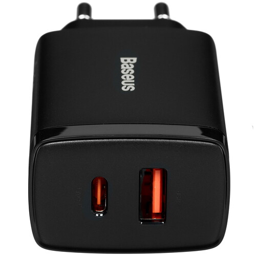 Купить Сетевое зарядное устройство Baseus Compact U+C черный  5072993. Характеристики, отзывы и цены в Донецке