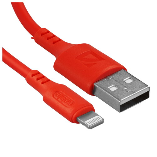 Купить Кабель круглый Defender Lightning 8-pin - USB 2.0 Type-A красный 1 м  5479440. Характеристики, отзывы и цены в Донецке