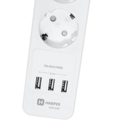 Купить Сетевой фильтр Harper UCH-530 белый  1389073. Характеристики, отзывы и цены в Донецке