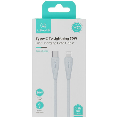 Купить Кабель круглый USAMS Lightning 8-pin - USB Type-C голубой 1 м  5480375. Характеристики, отзывы и цены в Донецке