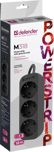 Купить Удлинитель Defender M318 черный  9204479. Характеристики, отзывы и цены в Донецке