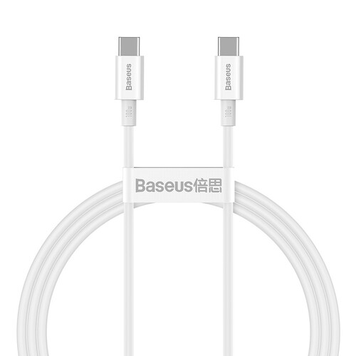 Купить Кабель круглый Baseus USB Type-C - USB Type-C белый 1 м  9260774. Характеристики, отзывы и цены в Донецке