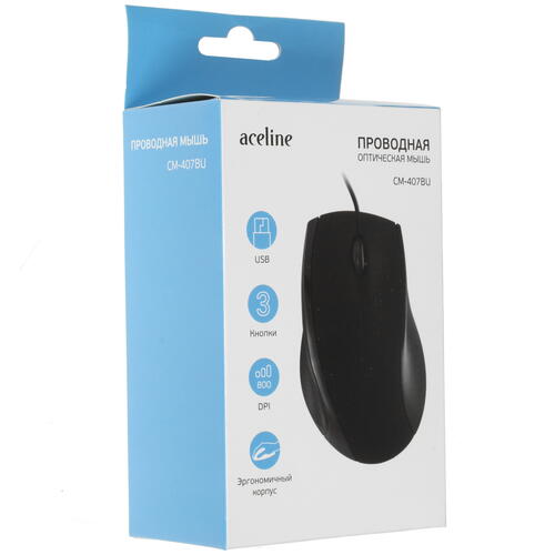 Купить Мышь проводная Aceline CM-407BU  черный  1359377. Характеристики, отзывы и цены в Донецке